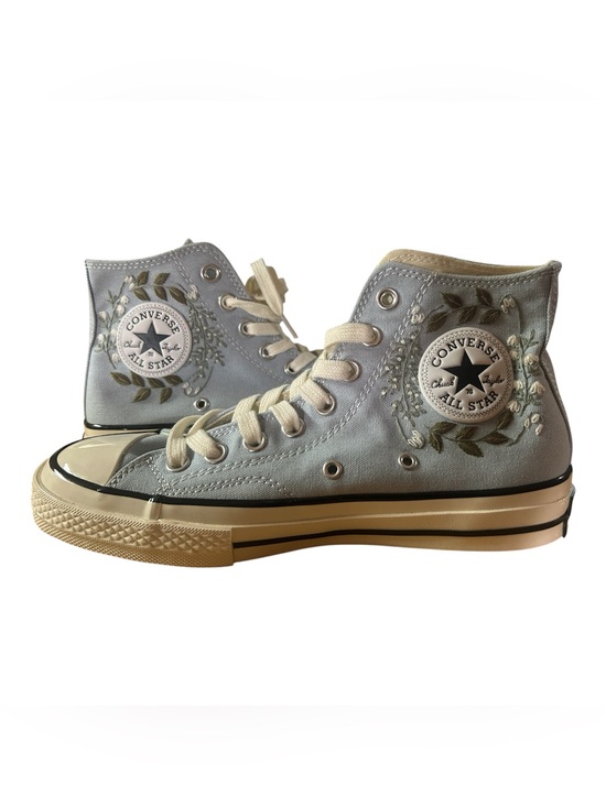 Converse Shoes - Converse All Star Light Blue High Top SneakersFloral Embroidery New with out box